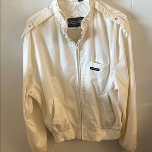Members Only Cream Jacket Size 46 with Eagle on the Back of the Jacket
